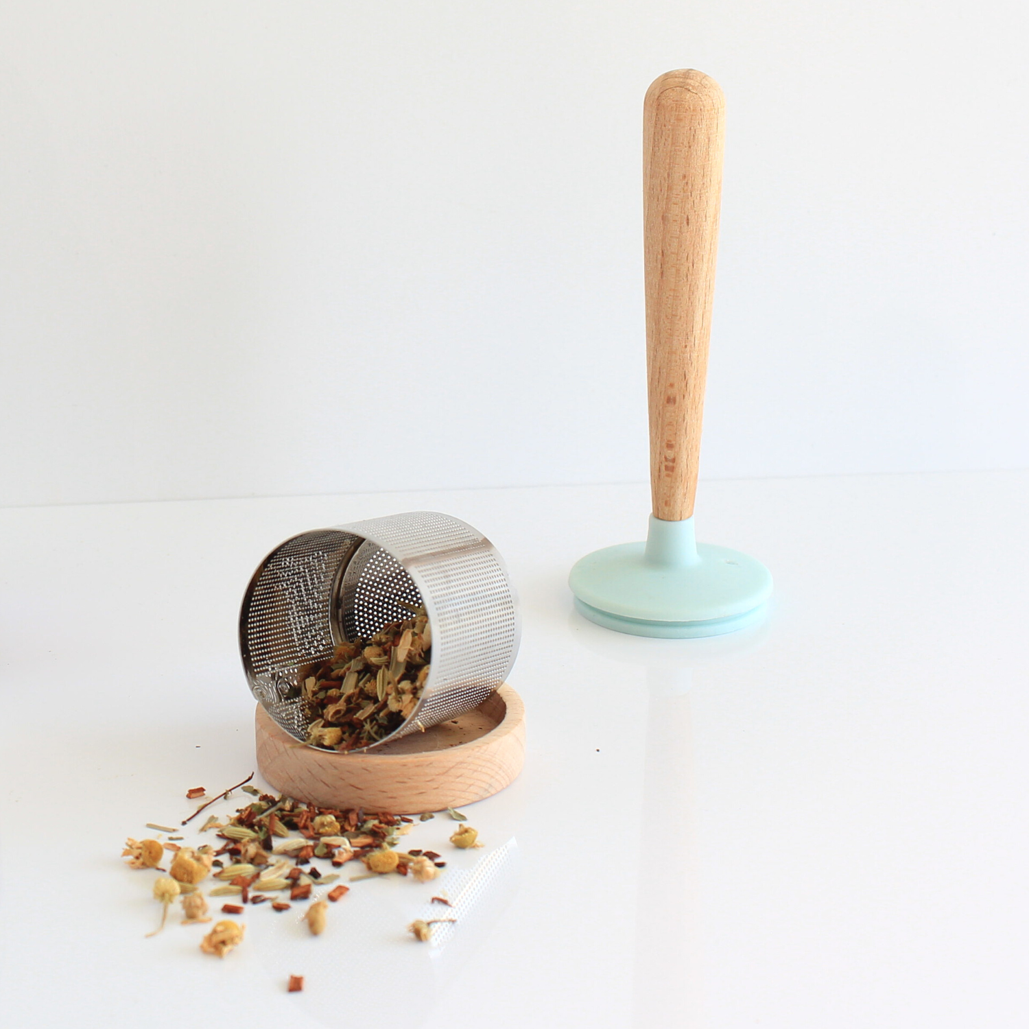 Bamboo & Stainless steel Tea Infuser with Drip Tray